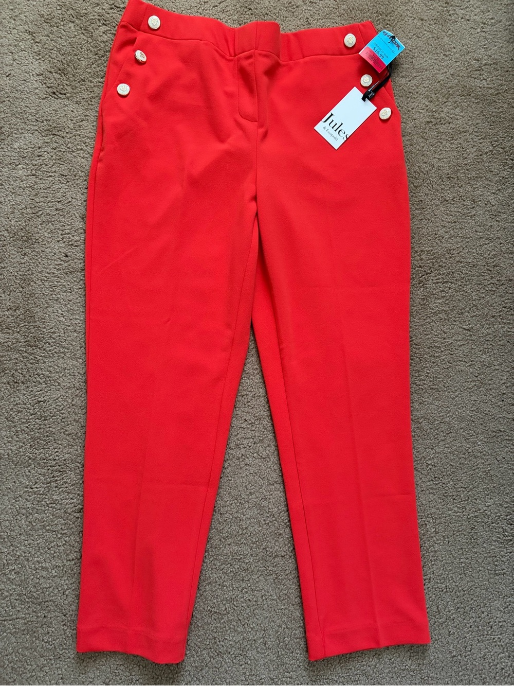 Jules & Leopold Orange Cruise-Button Trousers
